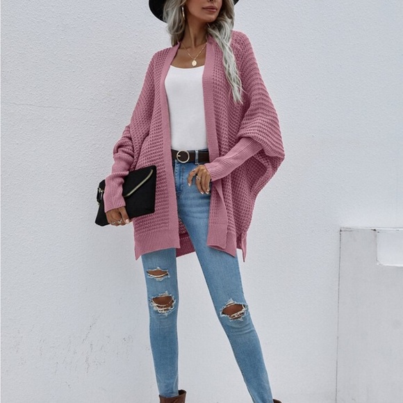 Cozy Batwing Sleeve Open Front Knit Sweater Cardigan - Picture 11 of 13